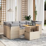 vidaXL Salon de jardin avec coussins 7 Pièces beige résine tressée