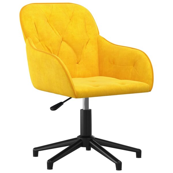 vidaXL Chaise pivotante de bureau Jaune Velours