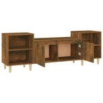 vidaXL Meuble TV Chêne fumé 160x35x55 cm Bois d'ingénierie