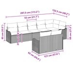 Set de canapés de jardin 8 pièces avec coussins gris en rotin