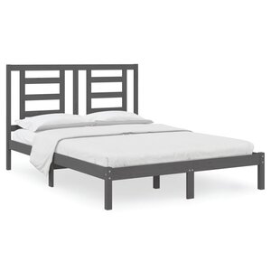 vidaXL Cadre de lit sans matelas gris 150x200 cm bois de pin massif