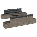 vidaXL Ensemble de Canapés de Jardin de 7 Pièces avec Coussins Gris Poly Rattan