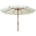 vidaXL Parasol d’extérieur avec mât en bois 330 cm blanc sable