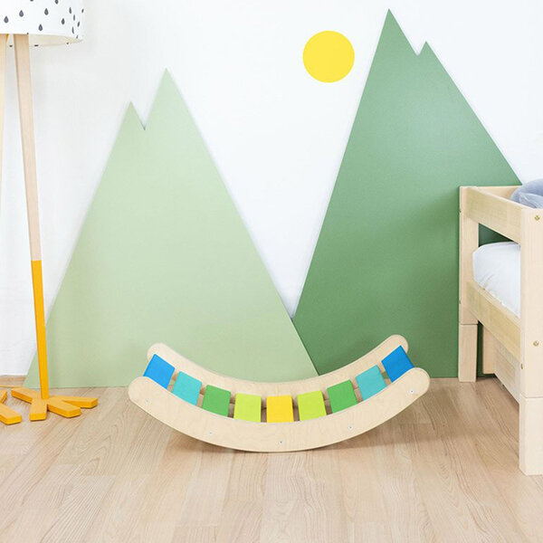 Planche d'équilibre ROKIT - bois massif dégradé couleurs froides