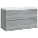 vidaXL Meuble lavabo avec bassin intégré Sonoma gris Bois d'ingénierie