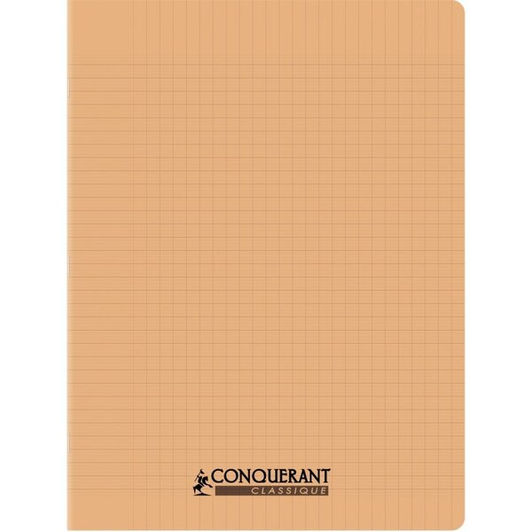 Piqûre 96 pages CONQUERANT  17x22 cm  seyès  couv PP abricot