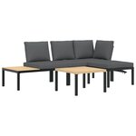 vidaXL Salon de jardin 4 Pièces avec coussins noir aluminium