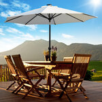 Parasol octogonal inclinable Ø 2 7 x 2 4 m lumineux solaire 24 LED polyester haute densité 180 g/m² crème