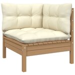 vidaXL Salon de jardin 10 Pièces avec coussins marron miel bois de pin