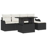 Ensemble de Canapés de Jardin 6 pièces avec Coussins Noir Rattan Poly