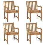 vidaXL Chaises de jardin lot de 4 et coussins bleu Bois de teck solide