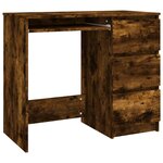Bureau table poste de travail meuble d'ordinateur informatique étude chêne fumé 90 x 45 x 76 cm bois d'ingénierie brun 02_0023593
