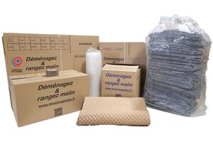 Kit déménagement T2 complet – 43 pièces - 30 cartons, protections, sac et adhésif