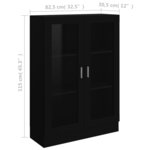 vidaXL Armoire à vitrine Noir 82 5x30 5x115 cm Bois d'ingénierie