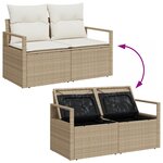Ensemble de canapés de jardin 5 pièces avec coussins beige poly rotin