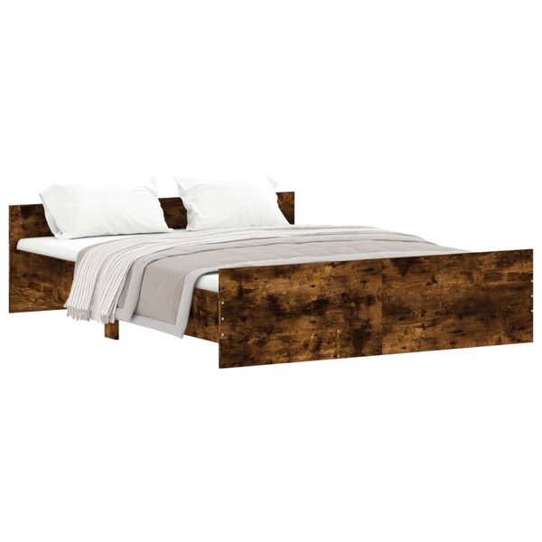 vidaXL Cadre de lit tête de lit et pied de lit chêne fumé 160x200 cm