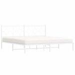 vidaXL Cadre de lit métal avec tête de lit blanc 193x203 cm