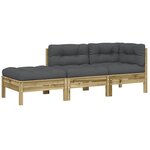 vidaXL Canapé de jardin avec coussins et repose-pied 2 places
