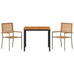 Ensemble de salle à manger jardin 3 pièces en poly rotin beige et acacia vidaXL