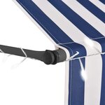 vidaXL Auvent manuel rétractable avec LED 400 cm Bleu et blanc