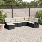 vidaXL Salon de jardin 8 Pièces avec coussins noir résine tressée