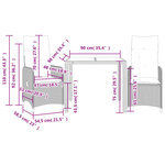 vidaXL Ensemble de bistro de jardin 3 Pièces coussins noir poly rotin
