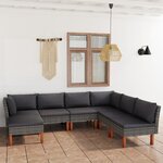 vidaXL Salon de jardin 7 Pièces avec coussins Résine tressée Gris