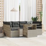 Ensemble de Canapés de Jardin de 7 Pièces avec Coussins Gris Clair Poly Rattan