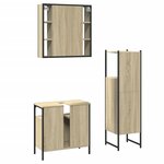 vidaXL Ensemble d'armoires de salle de bain 3 Pièces chêne sonoma
