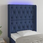 vidaXL Tête de lit à LED Bleu 83x16x118/128 cm Tissu