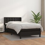 vidaXL Sommier à lattes de lit avec matelas Noir 90x200 cm Similicuir