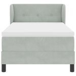 Lit à ressort vidaXL avec un matelas gris clair 100x200 cm en velours