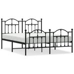 vidaXL Cadre de lit métal sans matelas avec pied de lit noir 140x190cm