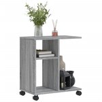 vidaXL Table d'appoint avec roues sonoma gris bois d'ingénierie