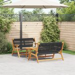 vidaXL Chaises de jardin avec table - Ensemble de 3 en bois d'acacia massif noir