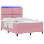 Lit à ressort vidaXL avec matelas et LED rose 140x190 cm velours