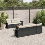 vidaXL Salon de jardin 8 Pièces avec coussins noir résine tressée