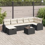 Ensemble de Canapé de Jardin de 8 Pièces avec Coussins Noir Rattan Poly