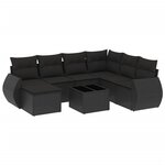 vidaXL Salon de jardin 8 Pièces avec coussins noir résine tressée