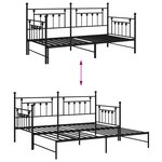 vidaXL Cadre de lit jumeau avec lit gigogne Noir 100x200 cm Acier