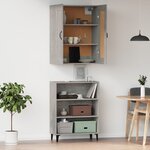 Vidaxl buffet haut gris béton bois d'ingénierie