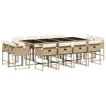vidaXL Ensemble à manger de jardin et coussins 13 Pièces beige