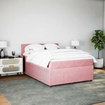 vidaXL Sommier à lattes de lit avec matelas Rose 140x190 cm Velours