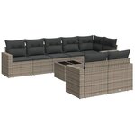 vidaXL Salon de jardin 9 Pièces avec coussins gris résine tressée