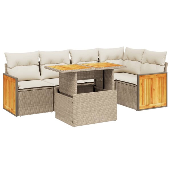 vidaXL Salon de jardin avec coussins 6 Pièces beige résine tressée