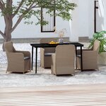 vidaXL Ensemble à manger de jardin et coussins 5 Pièces Marron