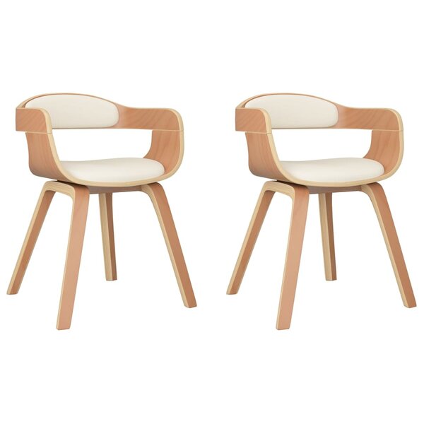 vidaXL Chaises à manger lot de 2 crème similicuir et bois courbé