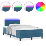 vidaXL Lit à ressorts avec matelas & LED Bleu foncé 120x190 cm Velours