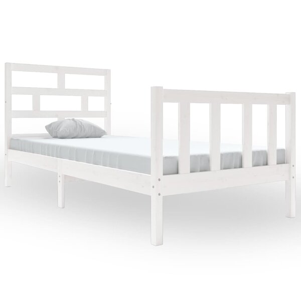 vidaXL Cadre de lit Blanc Bois de pin massif 90x200 cm