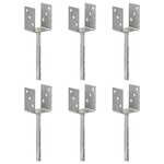 vidaXL Piquets de clôture 6 Pièces Argenté 8x6x30 cm Acier galvanisé